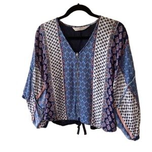 Bershka Floral Patchwork Print Full Zip Cropped Jacket S Premium Outerwear
